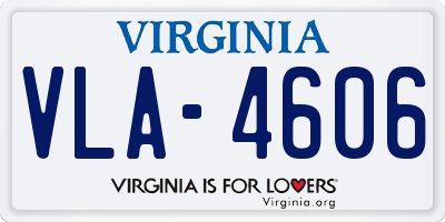 VA license plate VLA4606