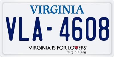 VA license plate VLA4608