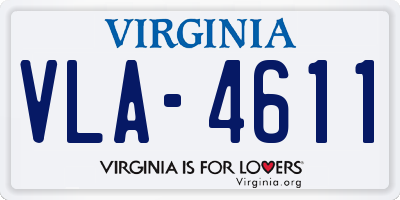 VA license plate VLA4611