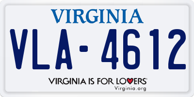 VA license plate VLA4612