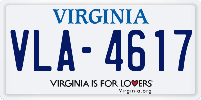 VA license plate VLA4617