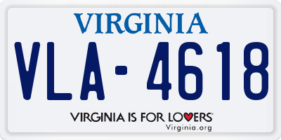 VA license plate VLA4618