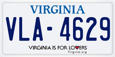 VA license plate VLA4629