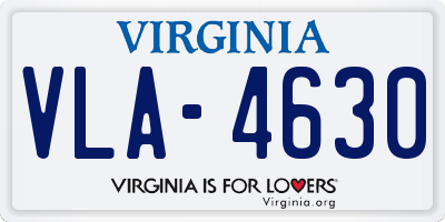 VA license plate VLA4630