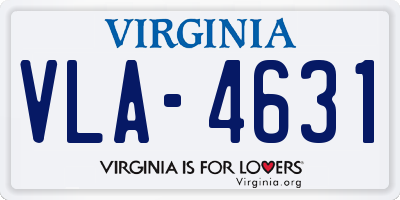 VA license plate VLA4631