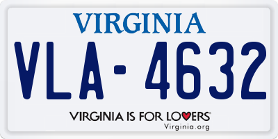 VA license plate VLA4632