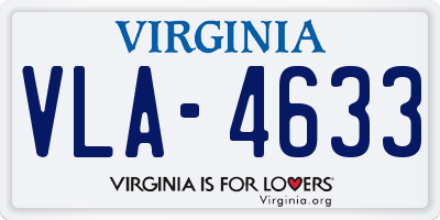 VA license plate VLA4633