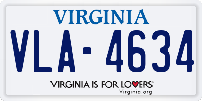 VA license plate VLA4634