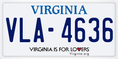 VA license plate VLA4636