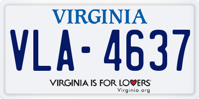 VA license plate VLA4637