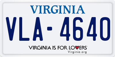 VA license plate VLA4640