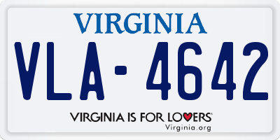VA license plate VLA4642
