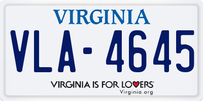 VA license plate VLA4645