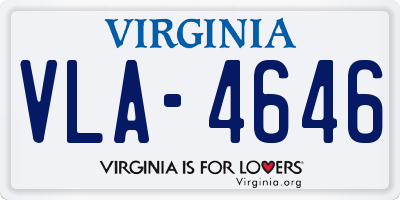 VA license plate VLA4646