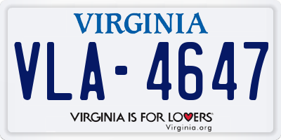 VA license plate VLA4647