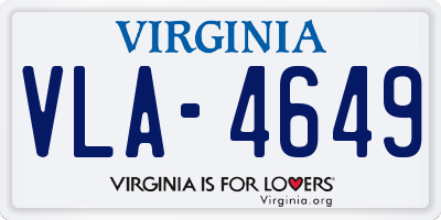 VA license plate VLA4649