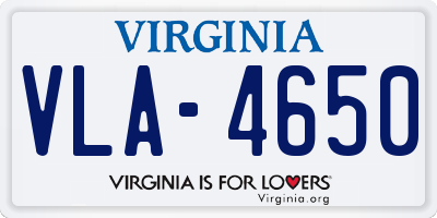 VA license plate VLA4650