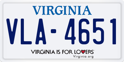 VA license plate VLA4651