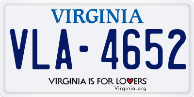 VA license plate VLA4652
