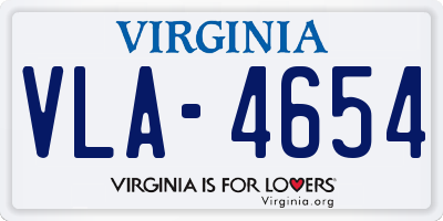 VA license plate VLA4654
