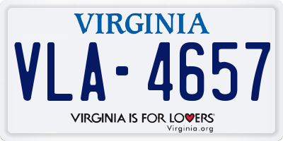 VA license plate VLA4657