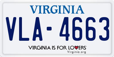 VA license plate VLA4663
