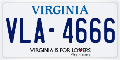 VA license plate VLA4666