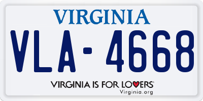 VA license plate VLA4668