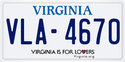 VA license plate VLA4670