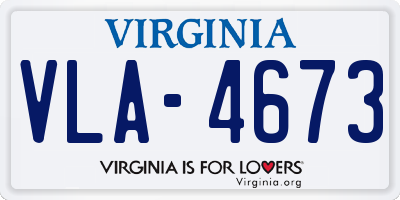 VA license plate VLA4673