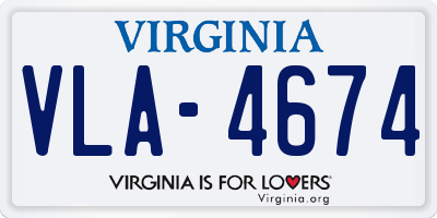 VA license plate VLA4674
