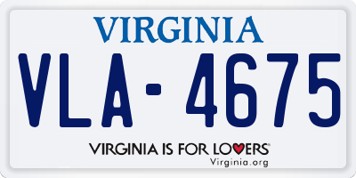 VA license plate VLA4675