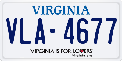 VA license plate VLA4677