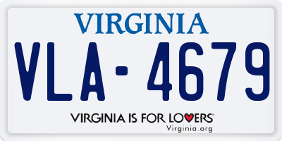 VA license plate VLA4679