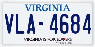 VA license plate VLA4684