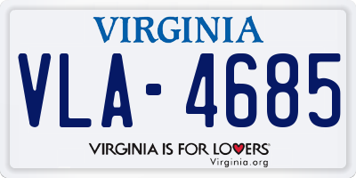 VA license plate VLA4685