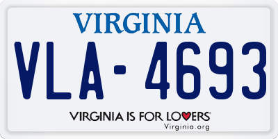 VA license plate VLA4693