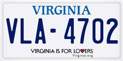 VA license plate VLA4702