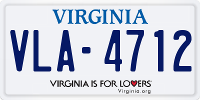 VA license plate VLA4712