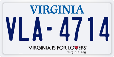 VA license plate VLA4714