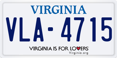 VA license plate VLA4715