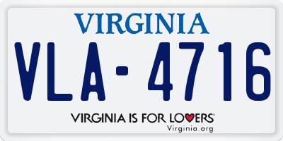 VA license plate VLA4716