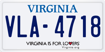 VA license plate VLA4718