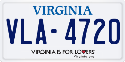 VA license plate VLA4720