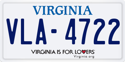 VA license plate VLA4722