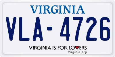 VA license plate VLA4726