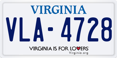 VA license plate VLA4728