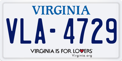 VA license plate VLA4729