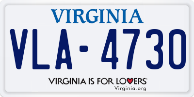 VA license plate VLA4730