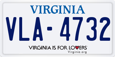 VA license plate VLA4732